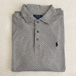 Polo by Ralph Lauren Gray Patterned Men's Long Sleeve Polo Shirt